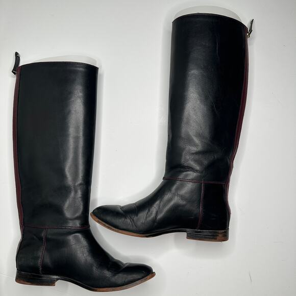 Zara Shoes - Zara Black Leather Knee High Riding Boots